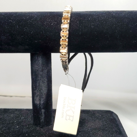 Bke slider bracelet rhinestones and black cord - Picture 1 of 4